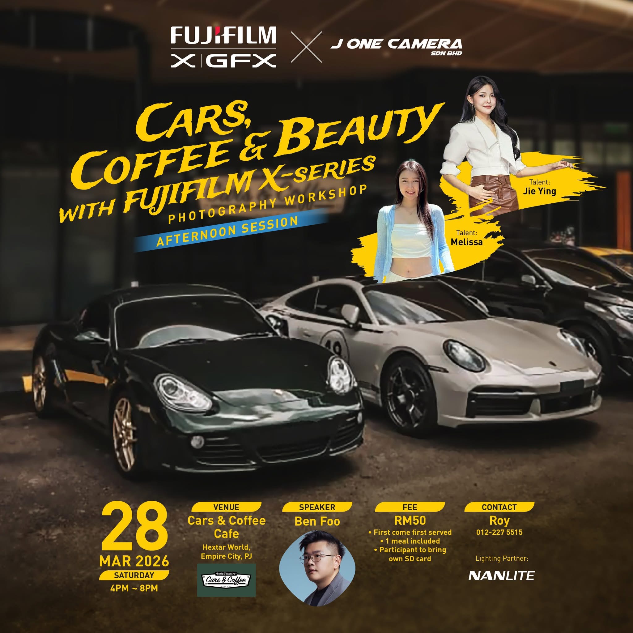 FUJIFILM X|GFX x J One Camera · Cars Coffee & Beauty Photography Workshop (Afternoon) · Speaker Ben Foo · 28 March 2026