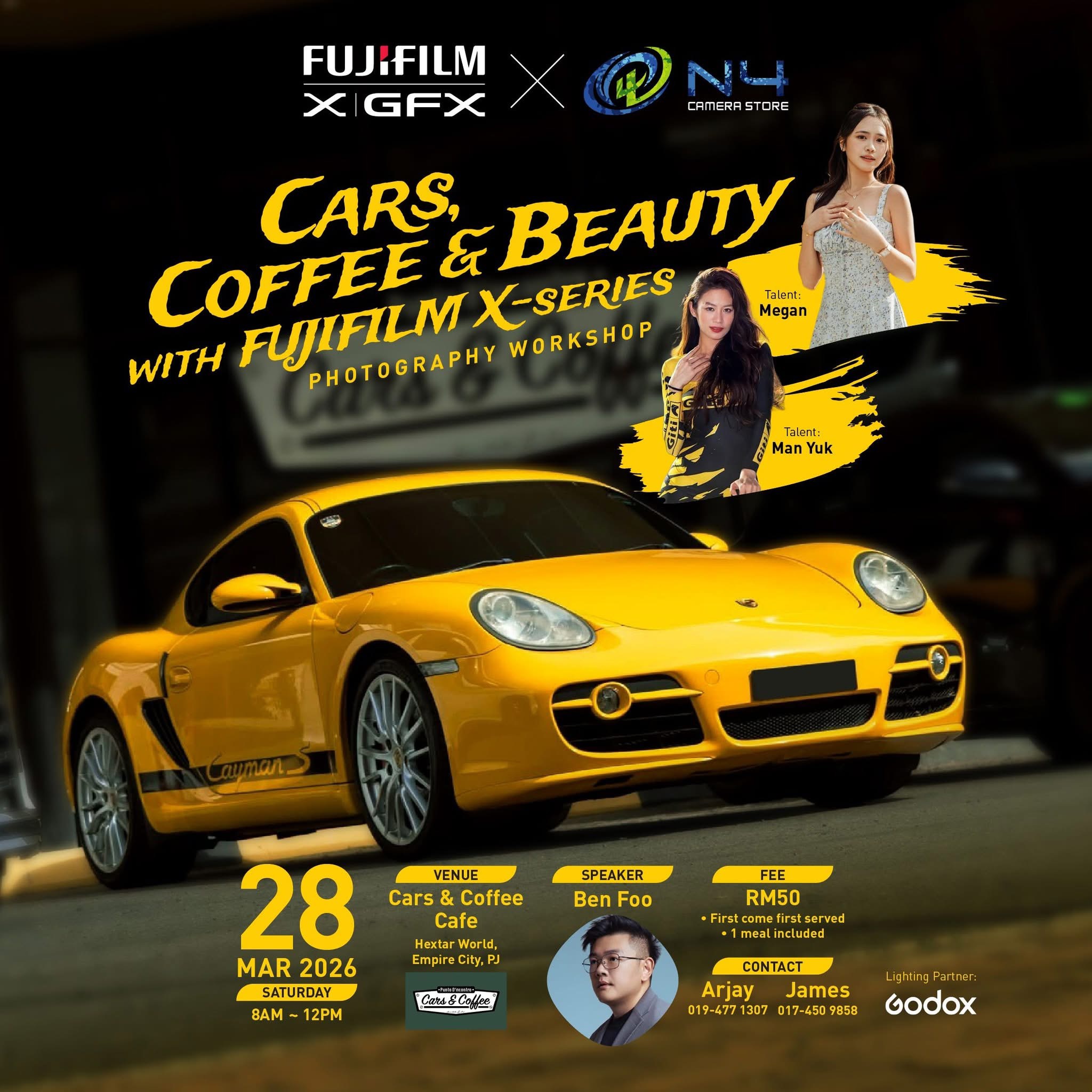 FUJIFILM X|GFX x N4 Camera Store · Cars Coffee & Beauty Photography Workshop (Morning) · Speaker Ben Foo · 28 March 2026