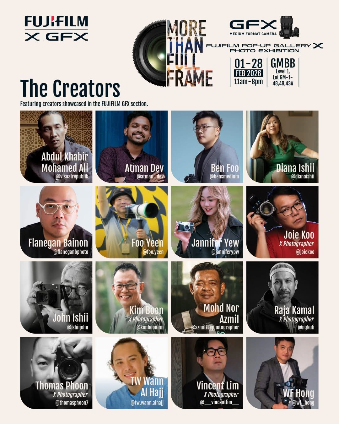 FUJIFILM Pop-Up Gallery X Photo Exhibition · The Creators · featuring Ben Foo · Feb 2026